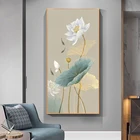 Винтажная живопись в китайском стиле Лотос пион плакат с алфавитом Картина на холсте настенное художественное украшение для гостиной домашняя картина