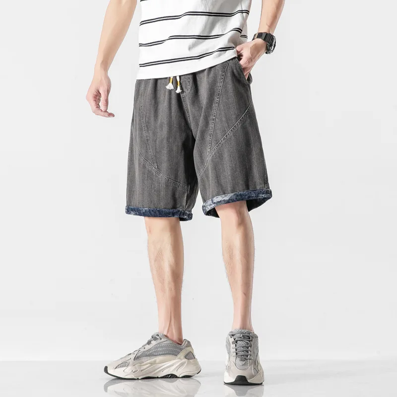 

Men's Shorts 2021 Summer New Trend Casual Loose Five-point Pants Male Personality Simple Straight Leg Youth Denim Shorts