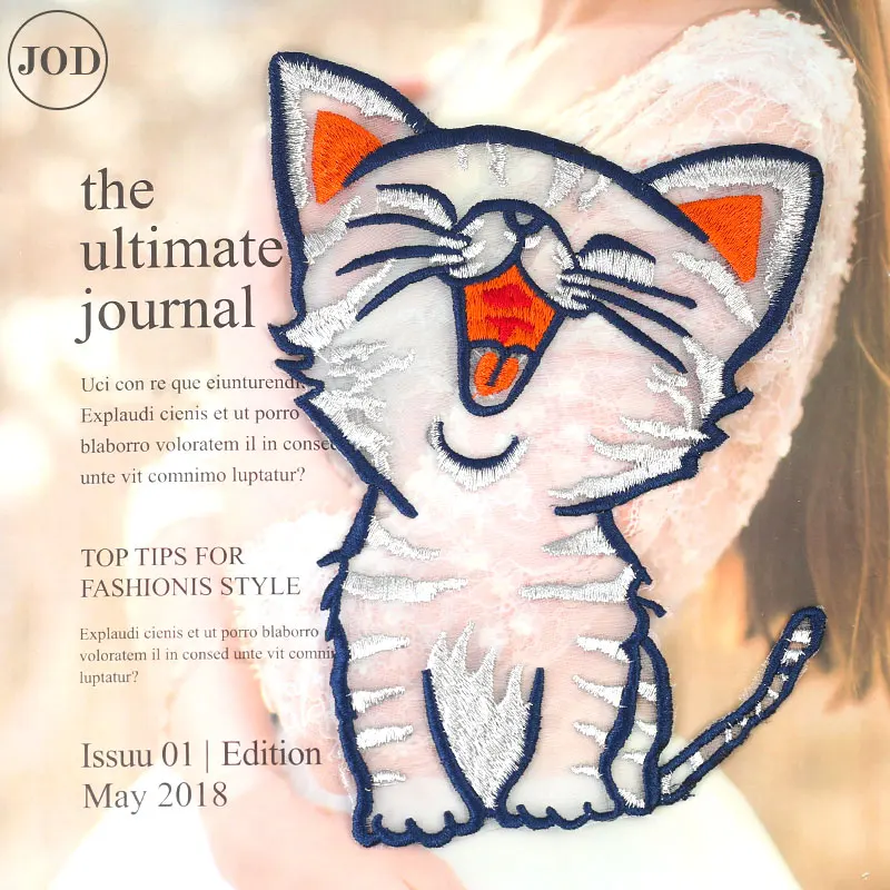 Кружева Кот Вышитые патч на Одежда Аксессуары для шитья милая улыбка пришить