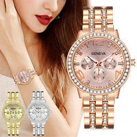 women fashion watch clock stainless steel casual dress wrist crystal jewelry rhinestone watch ladies quartz wristwatch bracelet
