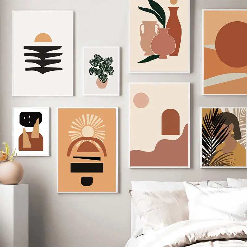 

Fashion Girl Plants Leaves Illustration Wall Art Canvas Painting Nordic Posters and Prints Wall Picture for Living Room Decor