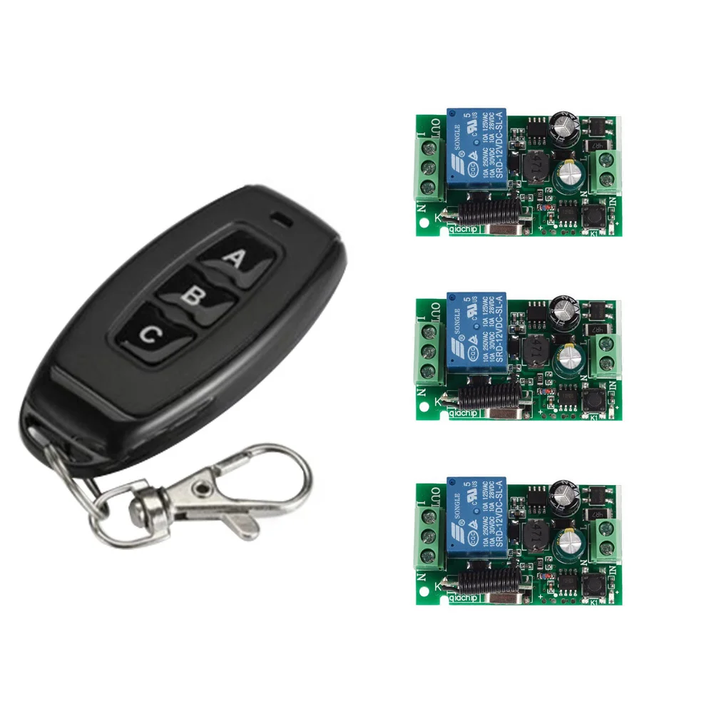 

433MHz Universal Wireless Remote Control AC220V 1CH rf Relay Receiver and Transmitter RF Remote Transmitter Led Light 4PCS