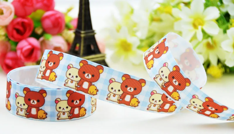 7/"(22 мм) Rilakkuma печатные корсажные ленты вечерние атласные ленты для украшения X-02086 OEM 10 ярдов
