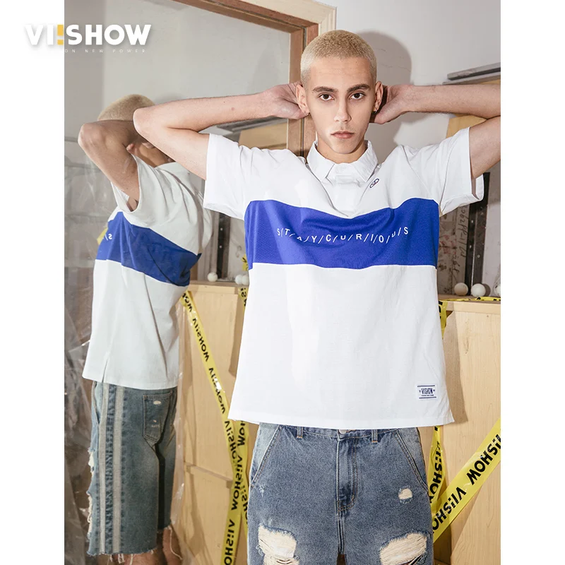 VIISHOW, дизайн, рубашка поло, Мужская брендовая одежда, модная, из кусков, для мужчин, поло, качественный хлопок,, короткий рукав, поло, для мужчин, PD1500182