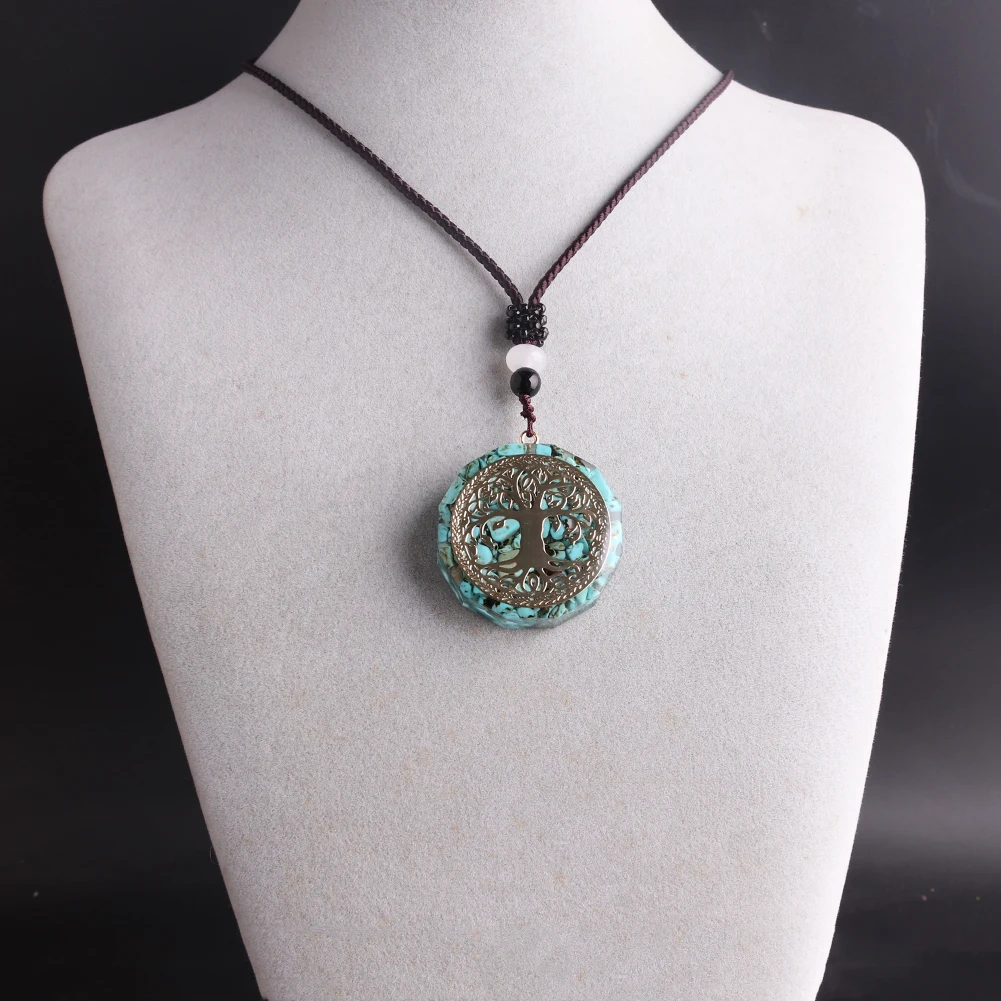 

Natural Green Turquoises Orgone Energy Pendant Necklace Pendant Gathering Chakra Reiki Necklace Meditation Pendulum Jewelry