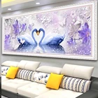 5d Алмазная Картина животные Полного круглого фиолетового Лебедь Diy Алмазных вышивки Любовь Rhinestone крест Мозаика подарок Home Decor