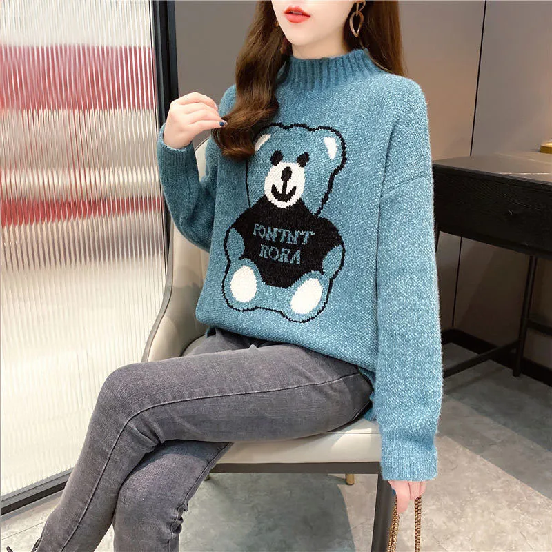 

Womens Hip Hop Streetwear Harajuku Sweater Vintage Retro Japanese Style Anime Knitted Sweater 2021 Autumn Cotton Pullover