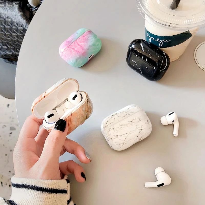 Жесткий Чехол для наушников с мраморным узором Airpods 3 Pro чехол зарядки Apple AirPods