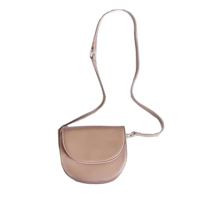 

Retro Crossbody Saddle Bags Women Solid Color PU Leather Handbag Luxury Semicircle Small Shoulder Bag