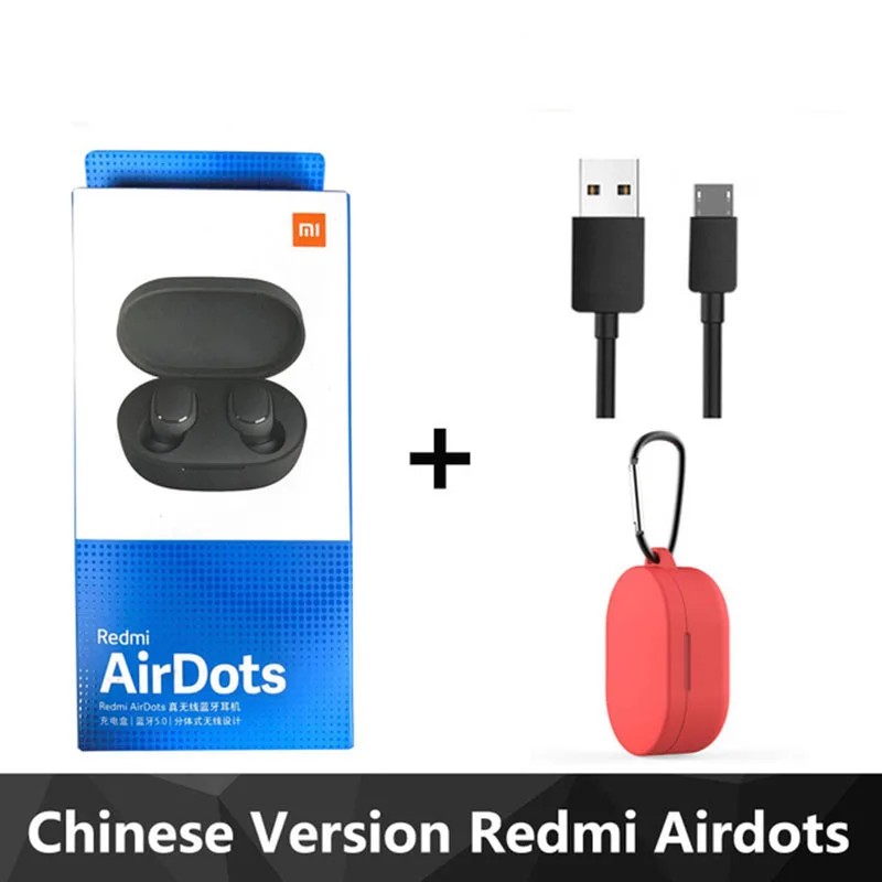 CN red case Xiaomi Redmi Airdots TWS Bluetooth 5,0 наушники стерео беспроводные активные шумоподавления с микрофоном свободные Наушники управление AI - Цвет: CN red case