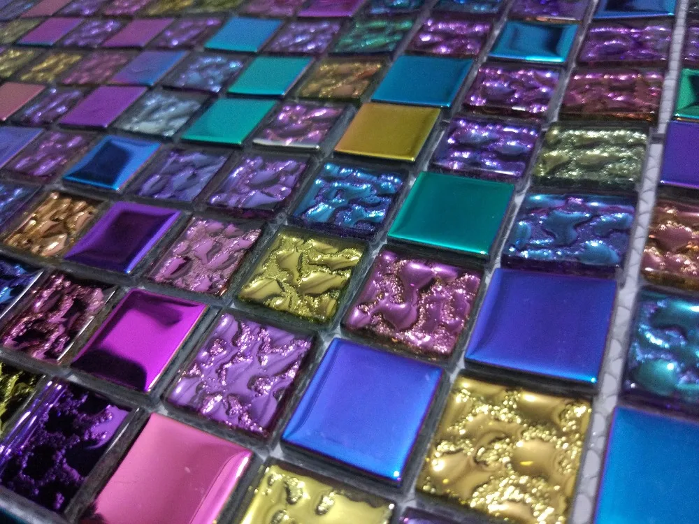 20 см Радуга гальванических мозаичная плитка из хрустального стекла для кухня