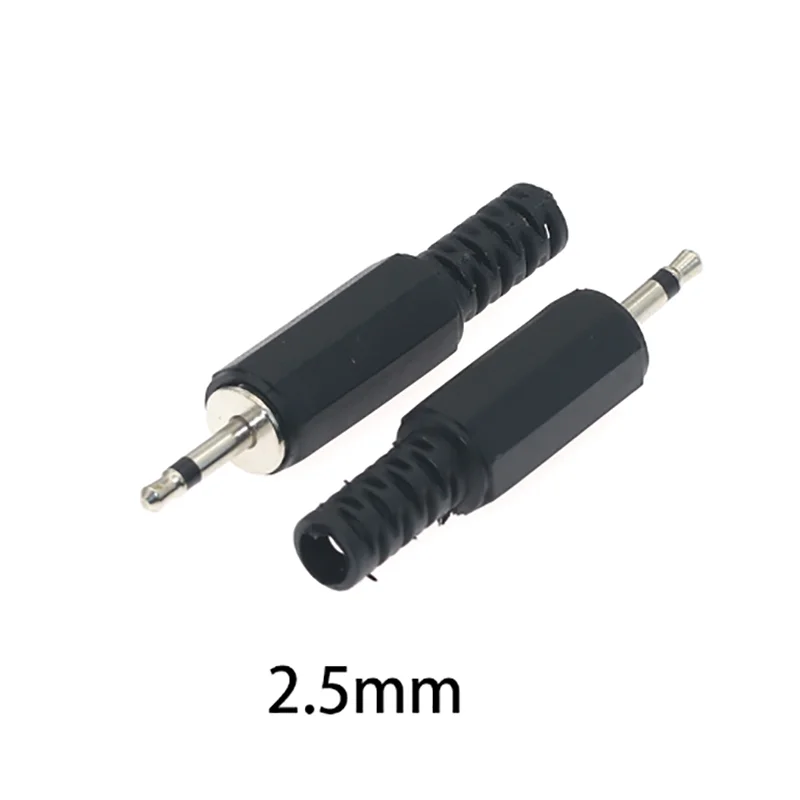 

10 pcs 2.5mm male plug audio mono and dual channel plug connector plastic shell stereo audio plug channel DIY
