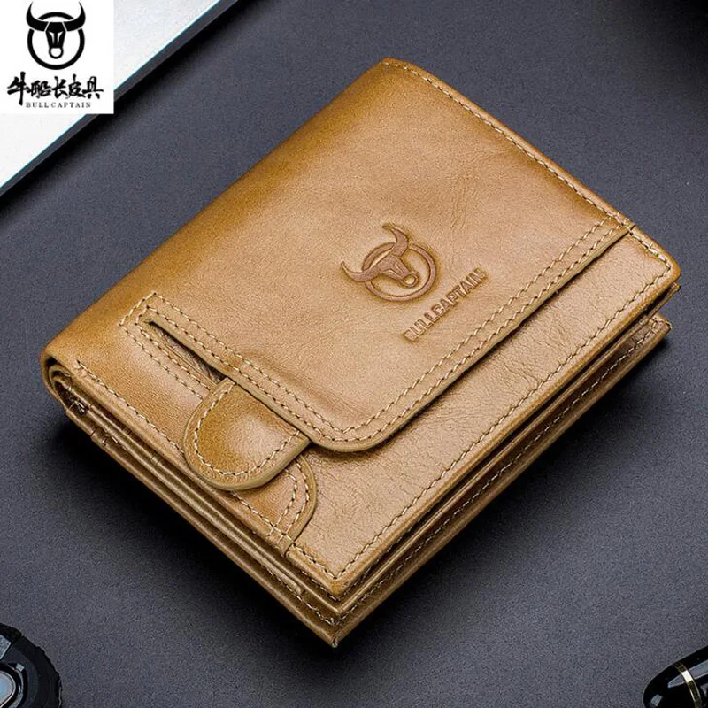 BULLCAPTAIN мужской кошелек из натуральной воловьей кожи RFID отделение для монет