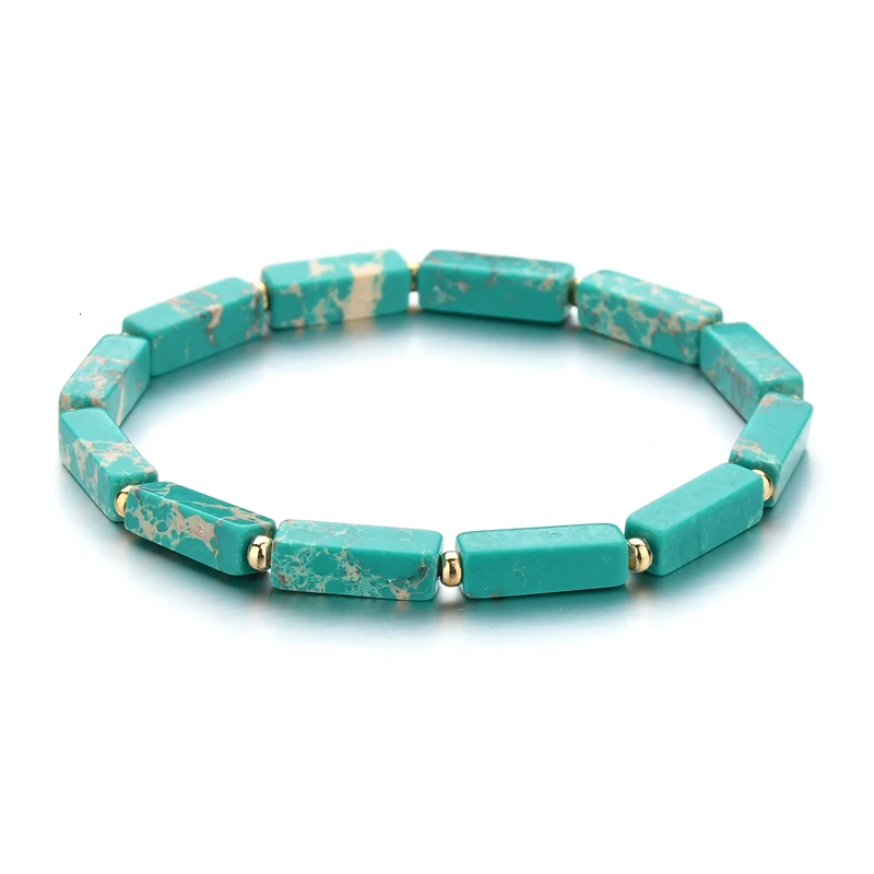 Новые Boho красочные бусы из бирюзы браслет для женщин натуральный камень браслет Шарм этнические ювелирные изделия регулируемый медный браслет
