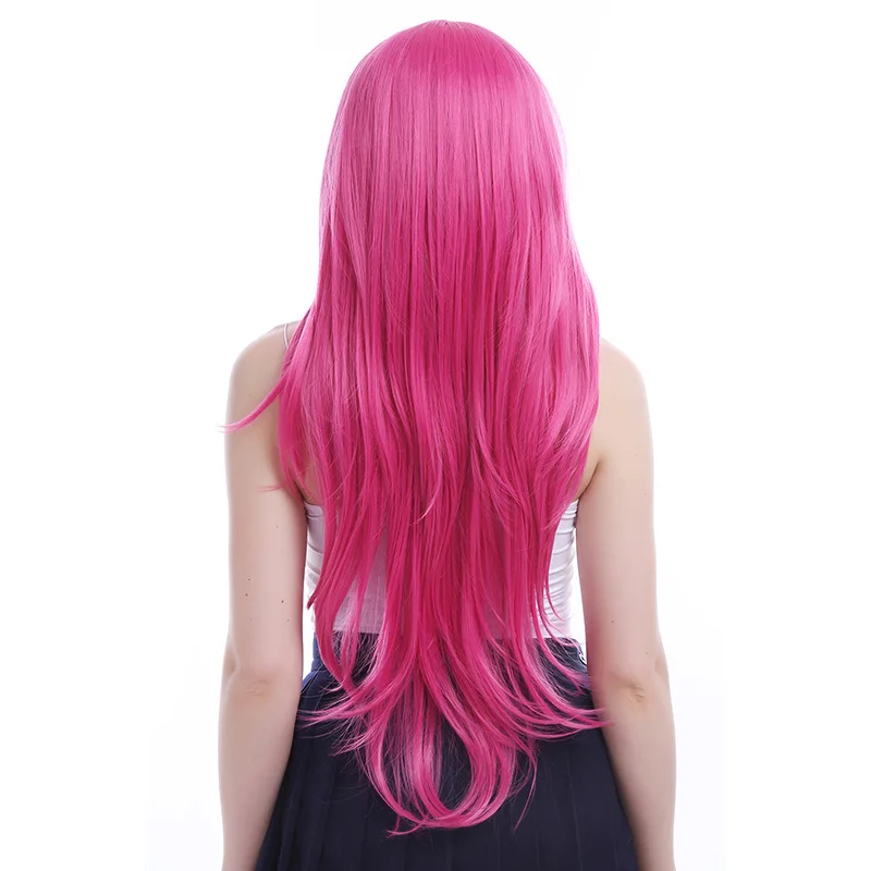 Dark Pink L-email парик новое поступление женские парики 6 цветов 80 см длинные прямые термостойкие синтетические волосы Perucas Косплей парик - Цвет: Dark Pink