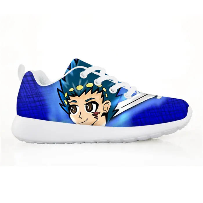 Изготовленный на заказ Мода: Beyblade Burst с рисунком, детская спортивная обувь для детского сада для мальчиков и девочек; повседневные туфли на плоской подошве дышащие туфли на шнуровке - Цвет: Черный