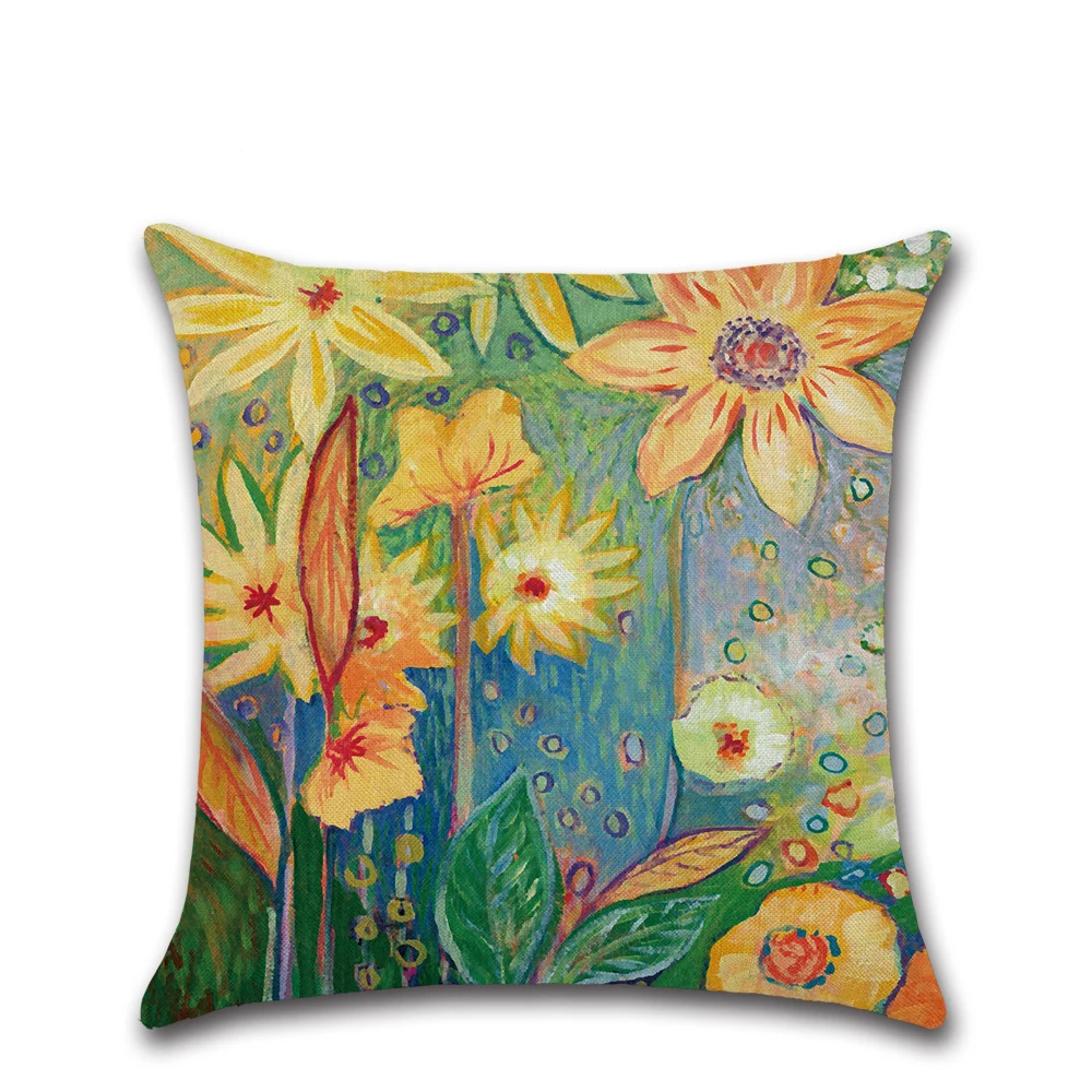 45*45 см льняная Подушка Чехол листья растений накидки на подушки подушка