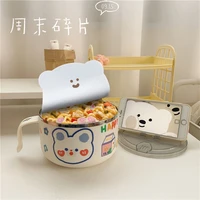 1000ml kawaii lunch box set pot belly cute instant noodle bowl with lid handle 304 stainless steel bento box lunch box for kids