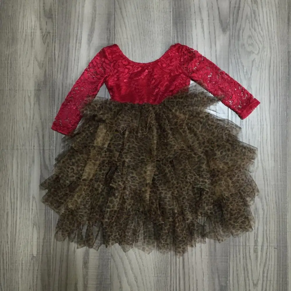 Одежда для маленьких девочек осенне-зимнее платье газовая юбка красное/белое с