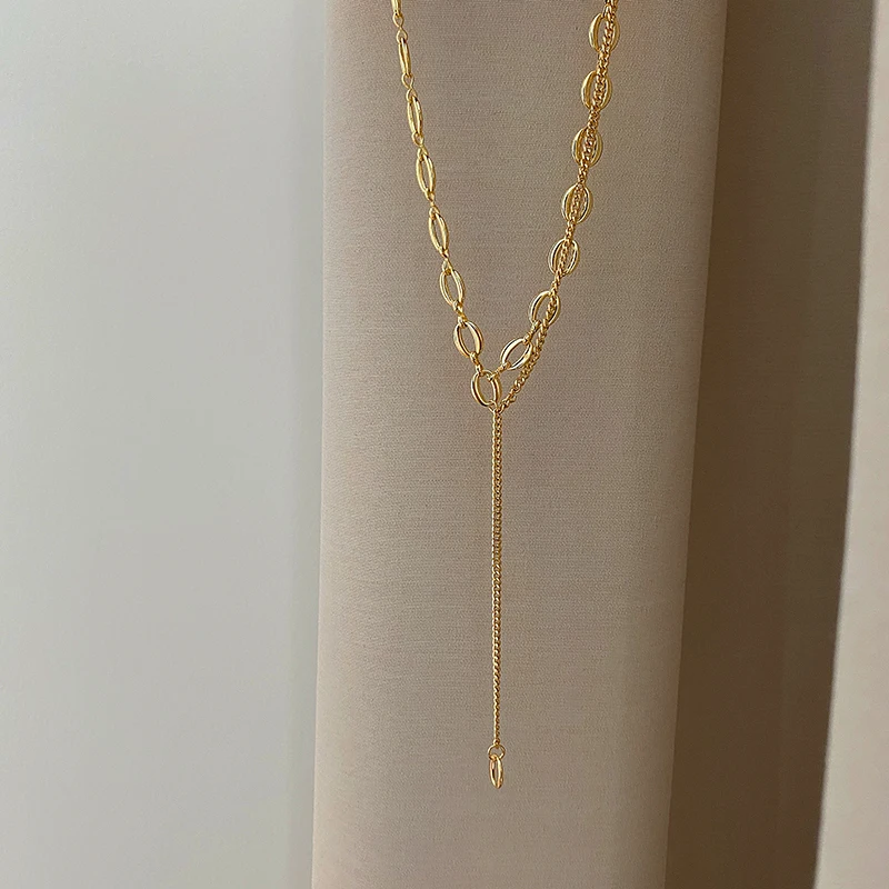 Женское простое ожерелье новинка 2021 золотая цепочка с кисточками ювелирное