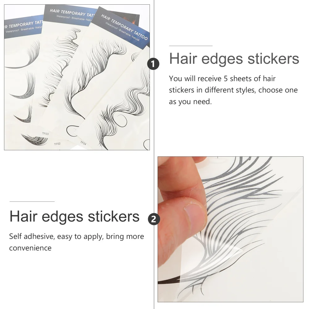 

5 Sheets Semi-permanent Hair Bangs Decals Hairline Stickers DIY Makeup Supplies