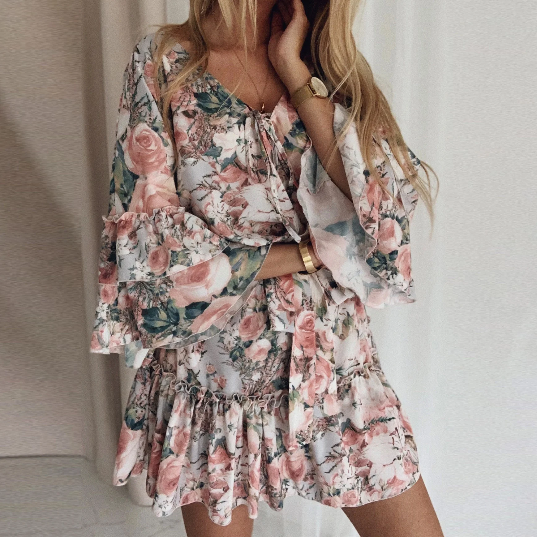 

Summer woman casual long sleeve dress sundress clothing ladies floral clothes elegant vintage girls zevity basic printing