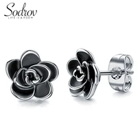 sodrov sodrov 2020 trend unusual earrings silver 925 earring for women earrings romantic black flower silver earrings