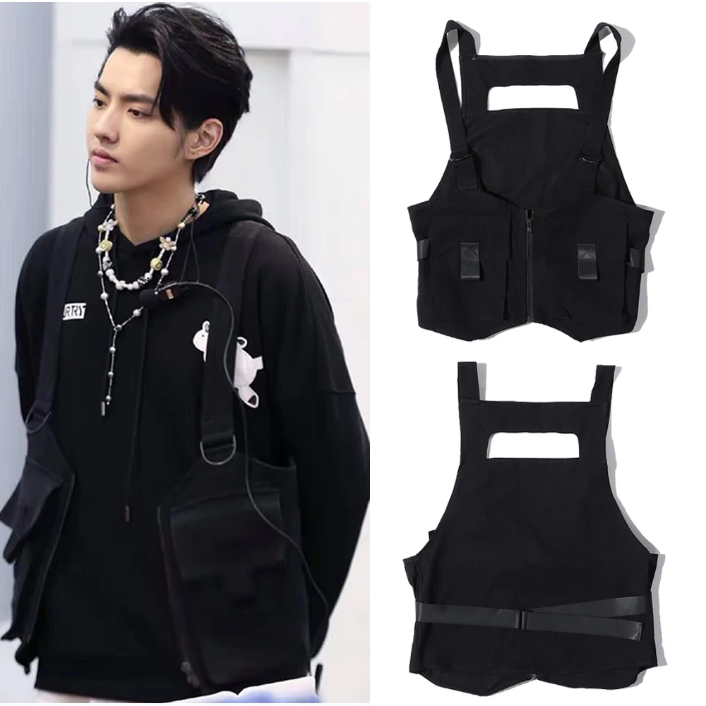 Мужской жилет с большими карманами DARK ICON крутой регулируемой талией для улицы 2020