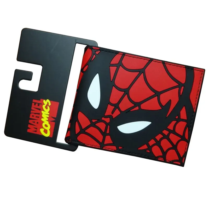 Короткий кошелек «Человек-паук» с мультипликационным изображением героев Диснея Марвел, кошелек двойного сложения для мужчин и женщин, уни...