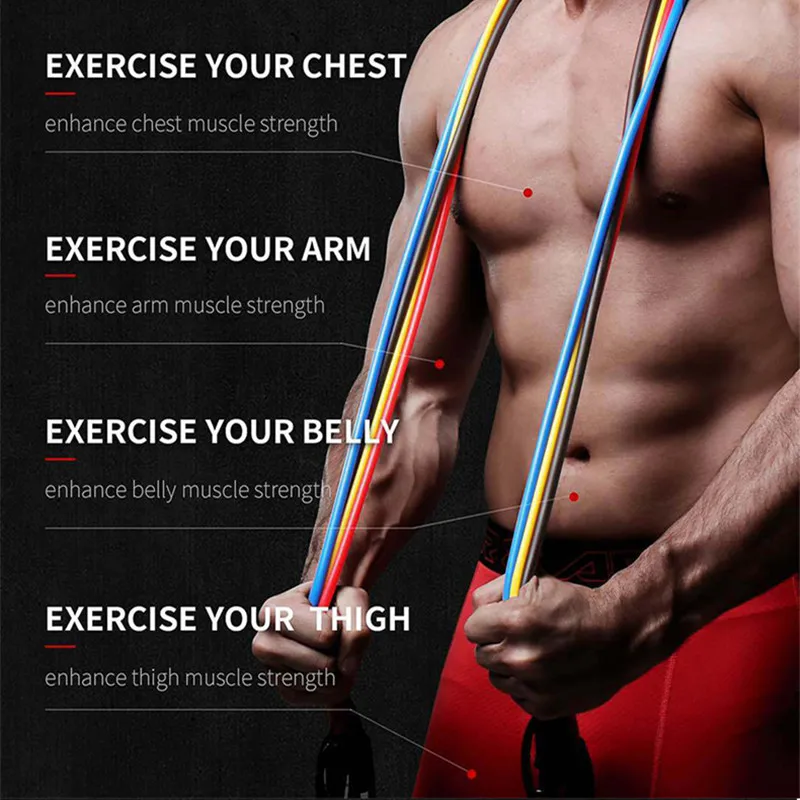 11 Pcs/set Latex Resistance Bands Rubber Expander Elastic Fitness Crossfit Training Exercise Yoga Tubes Pull Rope with Bag | Спорт и