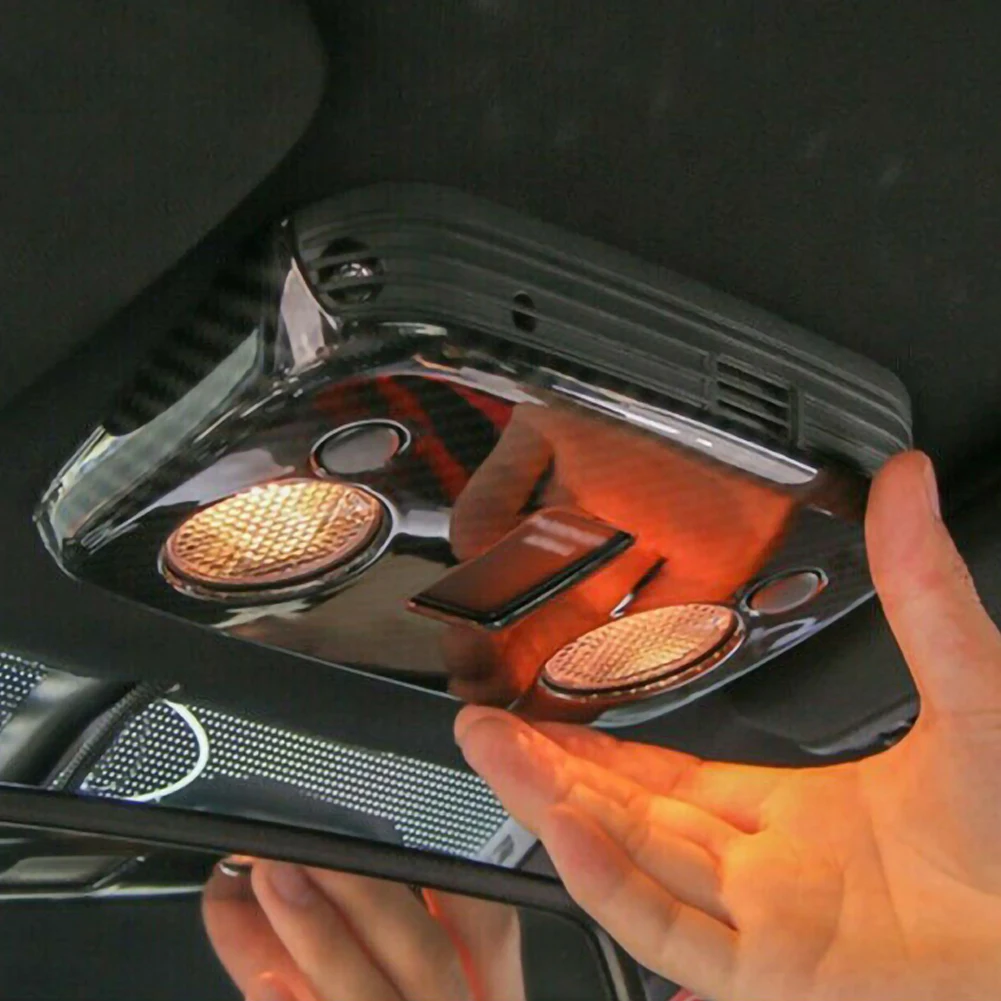 Автомобильная карбоновая внутренняя крыша для чтения блестящая черная накладка