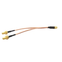 1pc into 2 y type splitter adapter sma male switch 2x sma female jack nut rf coax cable rg316 15cm 6