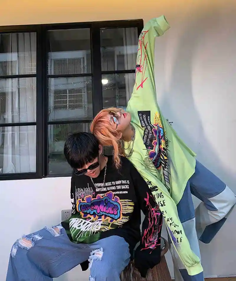 

NiceMix 2020 Fashion Korean Streetwear Ladies Autumn Punk Tops Tees Women Printed Long Sleeve T Shirts Casual Hip Hop Clothing