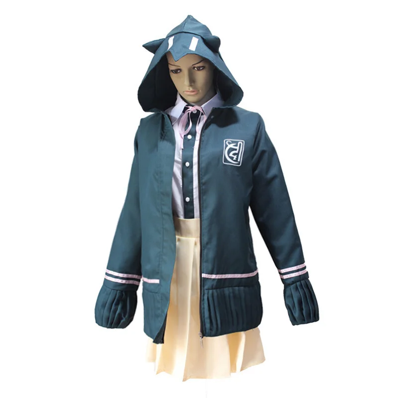 

Anime Ball On Po Nanami Qianqiu Imitation Clothes Dark Green Hooded Cosplay Jacket Top Skirt Bow Tie Socks Set