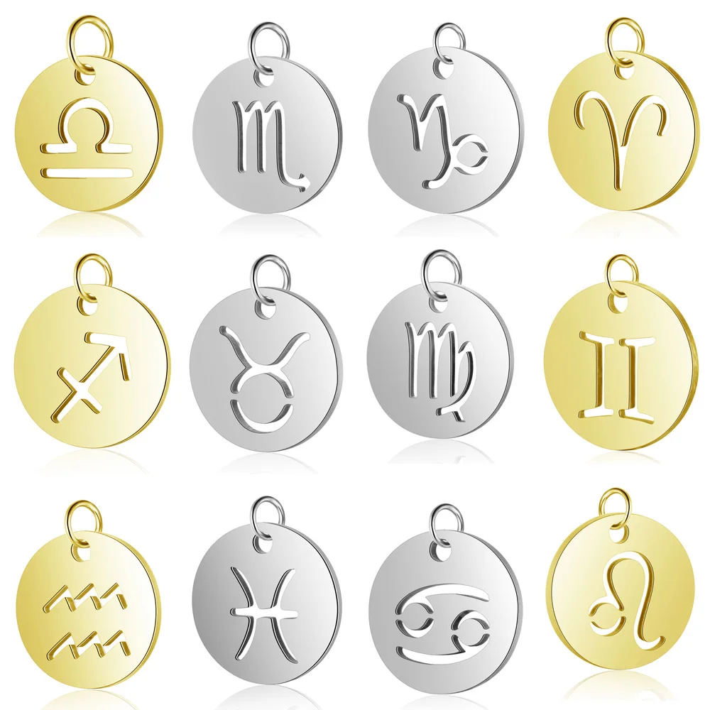 5 шт. золотое покрытие поделки подвеска из нержавеющей стали опт Зодиак симбул