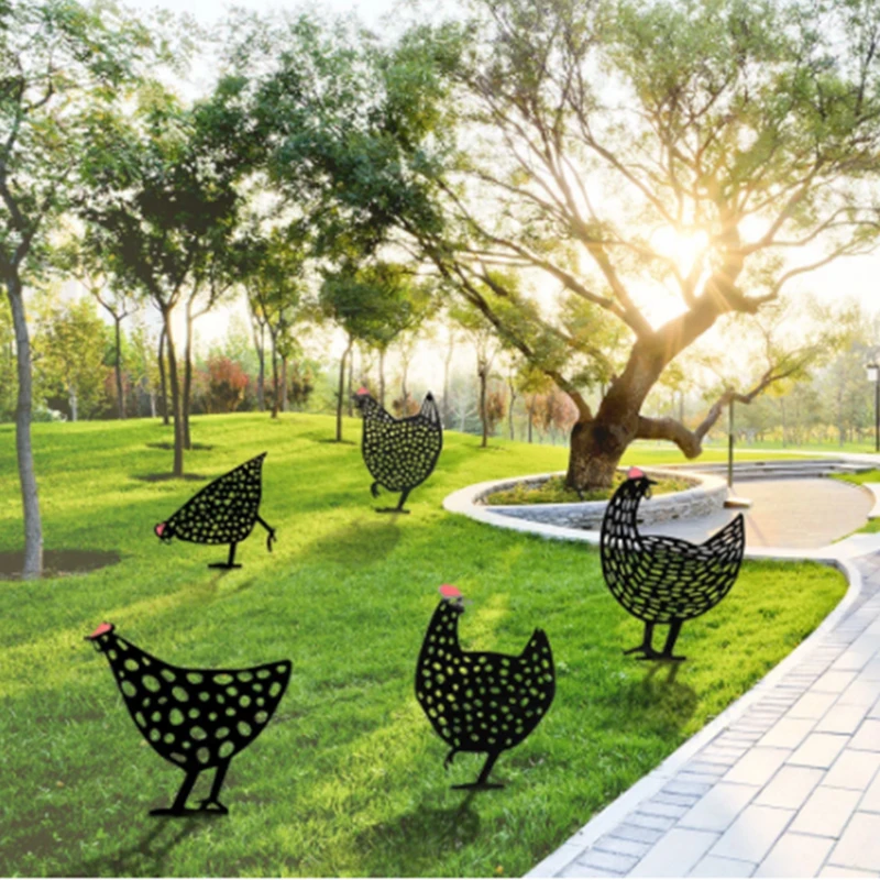 

1Pc Easter Chicken Metal Hen for Easter Gardening Ornaments Yard Iron Art Outdoor Garden Backyard Lawn Stakes Garden Hen Large
