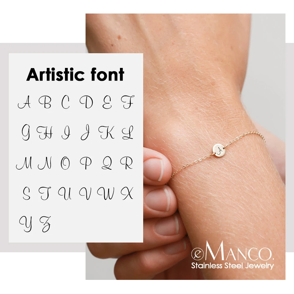 Женские браслеты с гравировкой eManco персонализированные буквенные скобки из