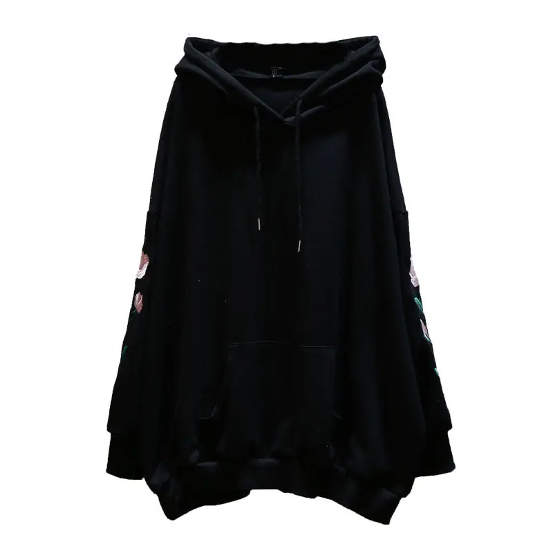 [EWQ] Autumn New Pattern Hooded Collar Long Sleeve Embroidery Print Loose Large Size Streetwear Sweatshirt Women AH62901