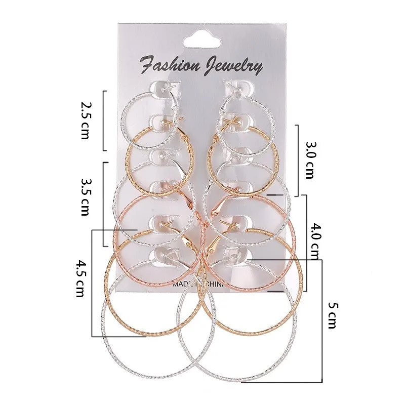 

6/12Pairs Punk Hoop Earrings Set Big Circle Earrings Jewelry for Women Girls Steampunk Ear Clip Punk Earring Ear Ring
