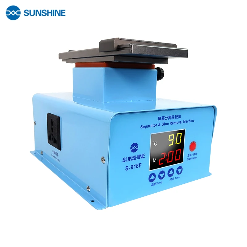 SUNSHINE S-918F LCD Screen Separator Glue Remover Machine Heating Platform Plate Edge Glue Cleaning Middle Frame Glue Remove
