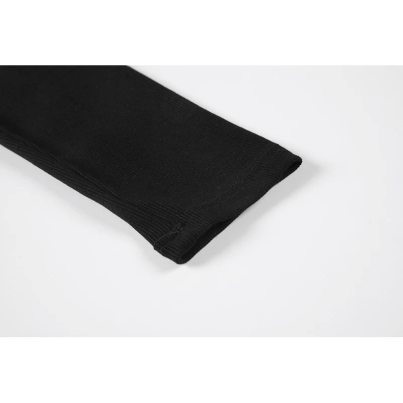 

Sexy Bodycon Cardigan Crop T Shirt Women Long Sleeve O-Neck Single Breasted Skinny Black Tees Club Night Slim Korean 2021 Tops