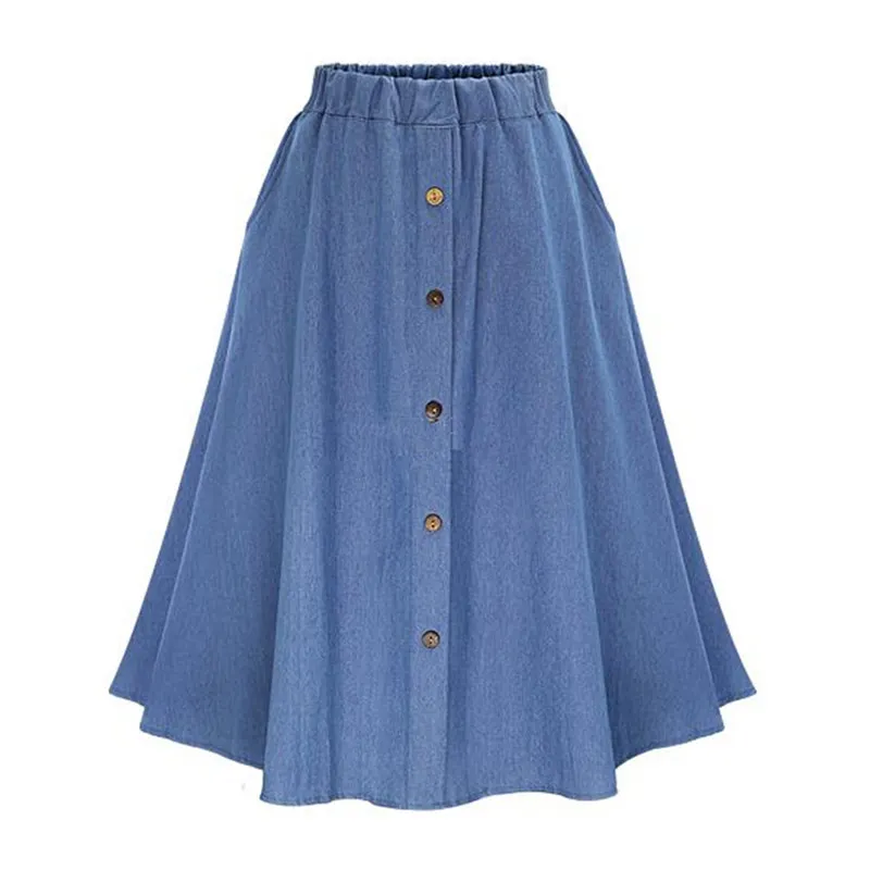 Женская джинсовая юбка до середины икры YOCALOR 2020 в стиле преппи с завышенной