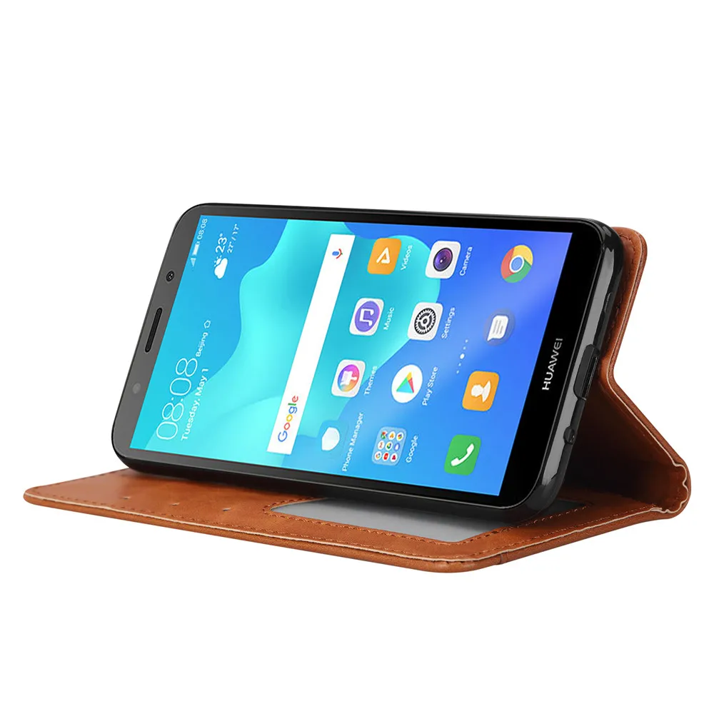 Роскошный кожаный флип чехол для Huawei Y6 Y7 Y9 Y5 Prime 2018 y7 pro 2019 Магнитный кошелек para y6 y9