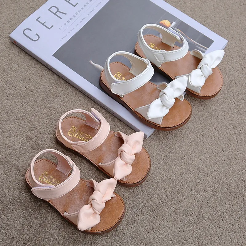 

New Bow Sandals Children Summer Kids Shoes 2021 Fashion Breathable Bow-knot Shoes Leathers Sweet Children's Sandals For Girls