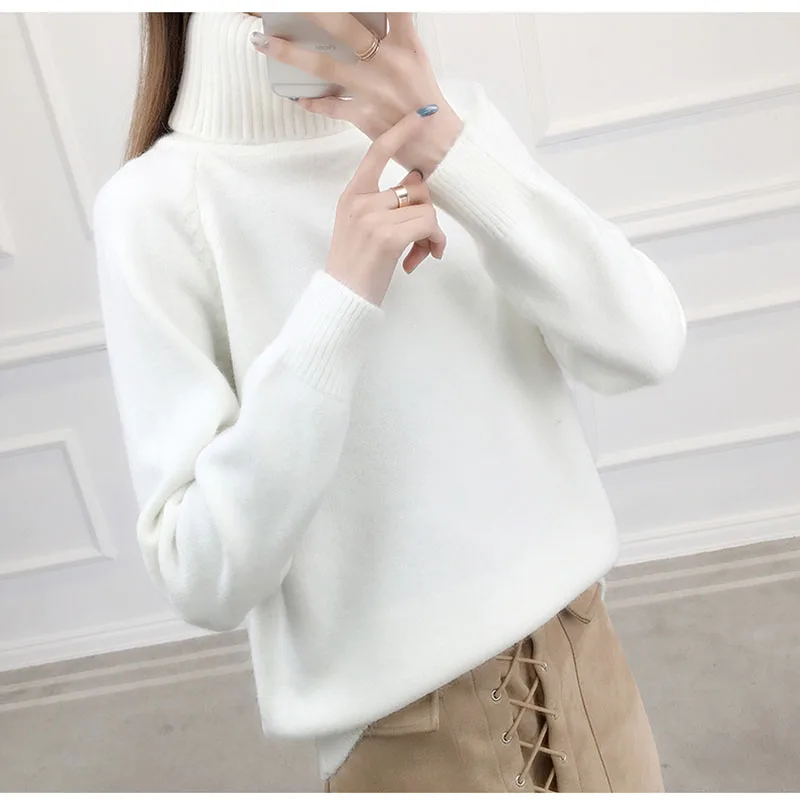 Новый кашемировый женский свитер с высоким воротом Женский вязаный зимний для