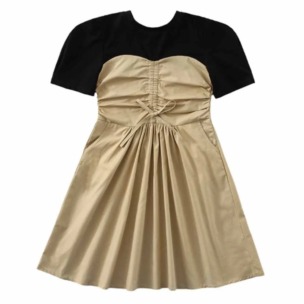 

Летняя Новинка, футболка с коротким рукавом для девочек Cultiseed, пэчворк, с кулиской, накладное платье из 2 предметов, одежда, Детские Модные По...