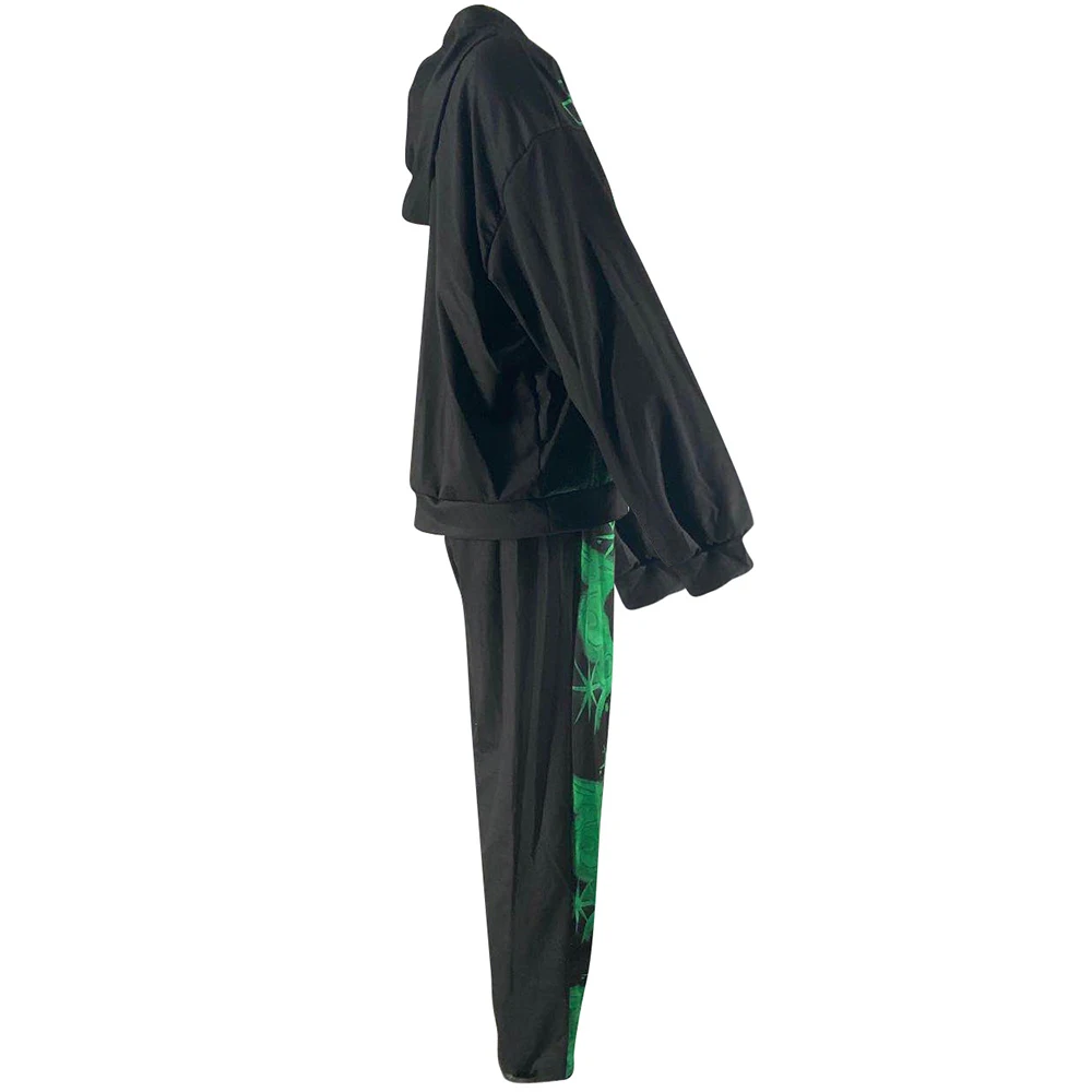 

Pattern Print Streetwear Tracksuit Womens Costumes Hooded Drawstring Long Sleeve Hoodie and Sporty Sweatpant Casual 2 Pcs Sets