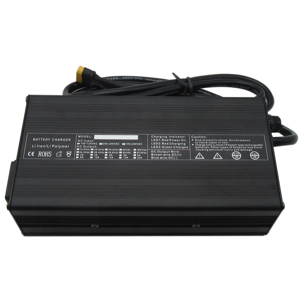 72v 3a 4a 5a 7a 8a lithium e bike charger for 20s 72 volt 84v li ion motocycle forklift touring car rv boat battery fast charger free global shipping