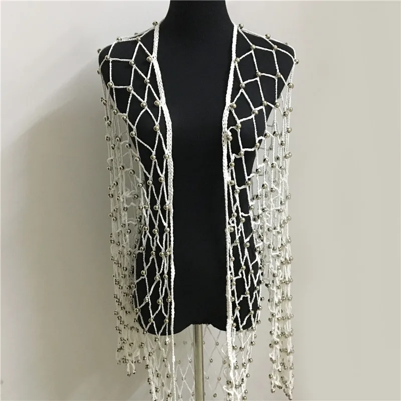 AKYZO Женская однотонная трикотажная сетчатая блуза с длинным рукавом Boho свободная Большой размер открытая блузка с шалью размера плюс Летний Пляжный Длинный топ