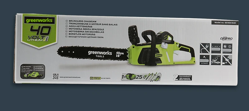 Greenworks 40v Беспроводная цепная пила бесщеточный мотор 20312 бензопила, не включая аккумулятор и зарядное устройство